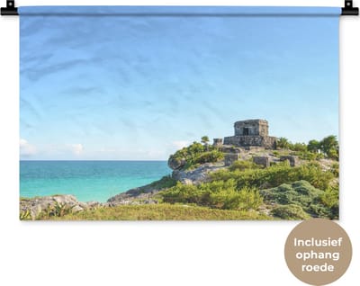 Wandkleed Tulum - Oude Azteekse tempels aan de Mexicaanse kust in Tulum Wandkleed katoen 60x40 cm - Wandtapijt met foto