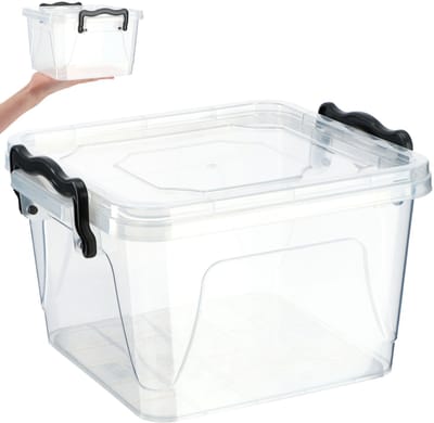 KADAX Opbergdoos met deksel, robuuste plastic container van kunststof, lunchbox, transparante vershouddoos, lunchbox met kliksluiting (2,4 liter)