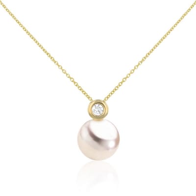 Luna-Pearls - 202.1705 - Hanger - Dames - 750 Geelgoud - Akoya-cultuurparel en Brillant