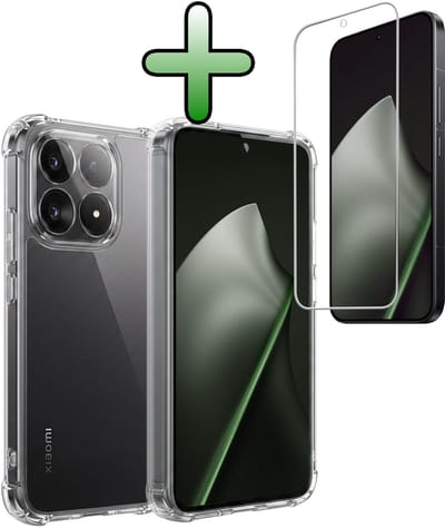 Hoesje Met Screenprotector - Geschikt voor Xiaomi 15T - Sterk & Shockproof - Siliconen Case - Back Cover - Telefoon Hoes - Shock Proof - Transparant