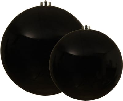 Decoris grote kerstballen - 2x stuks - zwart - Dia 14 en 20 cm - kunststof - kerstversieringen