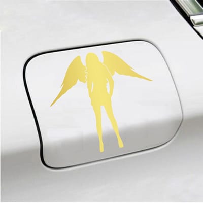 Bumpersticker - Dame Engel - 13 X 14 - Goud