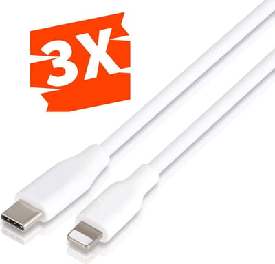 3x USB C kabel geschikt voor iPhone 13 / 13 Pro / 13 Pro Max / 13 Mini - Lightning naar USB-C kabel - 20W Power Delivery - Oplaadkabel & Datakabel - Snellaad Snoer - 1 Meter