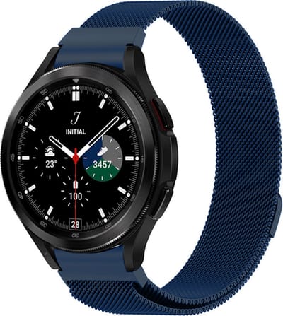 By Qubix - Milanese bandje (ronde connector) 20mm - Donkerblauw - Geschikt voor Samsung Galaxy Watch 7 (40 & 44mm) - Galaxy Watch FE - Galaxy Watch 6 - Galaxy Watch 6 Pro - Galaxy Watch 5 - 5 Pro - Galaxy Watch 4 - 4 Classic