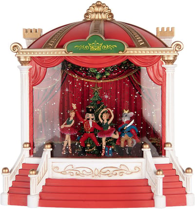 Clayre & Eef Kerstdecoratie met LED-verlichting en muziek 22x11x23 cm / 3xAA Rood Kunststof