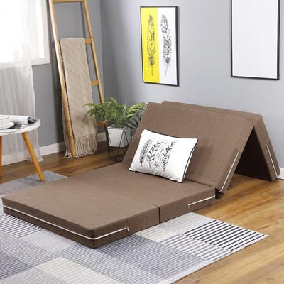 Vloermatras Opvouwbaar - Japanse Mat - Comfortabel Slapen - Hoge Dichtheid Vulling - 10 cm Dik - Koffie