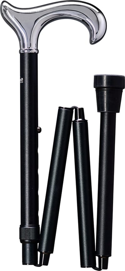 Gastrock - Wandelstok - Opvouwbaar - CHROOM "DELUXE " verstelbaar 88 - 98 cm