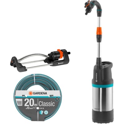 Gardena Regentonpomp 4700/2 Inox Automatic Set – 4700 liter/uur - 2,3 Bar met tuinslang en zwenksproeier