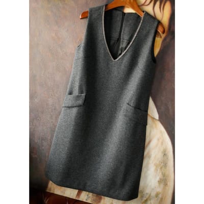 Wollen Vest Rok Dameskleding In Herfst en Winter, Nieuwe Temperament Bandjesrok, Mouwloze Gebreide Vestjurk M gray