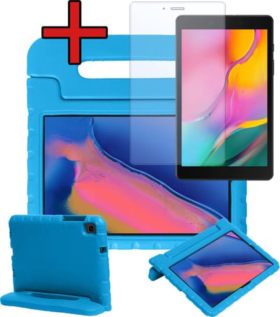 Hoesje - Geschikt voor Samsung Galaxy Tab A 8.0 (2019) - Met Screenprotector - Kinderhoes - Shockproof Bumper - Kidsproof Case - Tablethoes - Kinder Hoes Cover - Blauw
