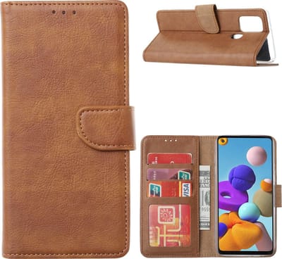 LuxeBass Hoesje geschikt voor Huawei P40 Lite - Bookcase Bruin - portemonnee hoesje - telefoonhoes - gsm hoes - telefoonhoesjes