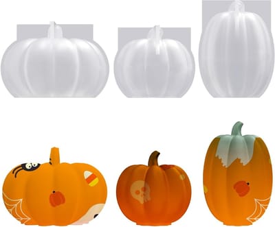 3D Pompoen Mallen voor Halloween Decoratie - Flexibele Herbruikbare Mallen voor Kaarsen, Zeep en Epoxyhars Creaties