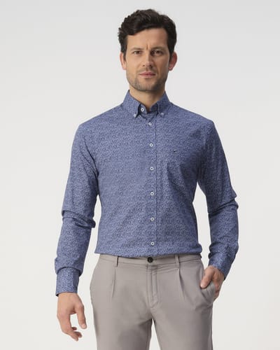 Campbell Casual Overhemd Donkerblauw Heren
