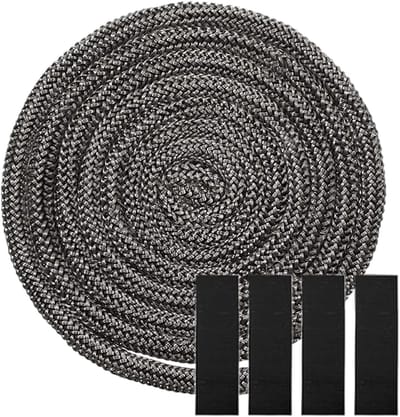 Vuurplaatsafdichting 14 mm x 2.5 m, Plat Afdichtingsmateriaal voor Inbouw, Houtkachel en Oven Deur, Zwart