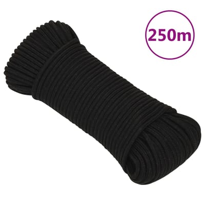 vidaXL - Werktouw - 3 - mm - 250 - m - polyester - zwart