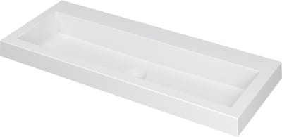 INK Dock wastafel polystone zonder kraangat 100x6x40cm, mat wit