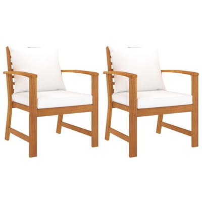 vidaXL - Tuinstoelen - 2 - st - met - crèmekleurig - kussen - massief - acaciahout
