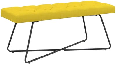vidaXL - Bank - met - knopen - tufting - Licht - Geel - 110 - x - 40 - x - 46 - cm - Stof