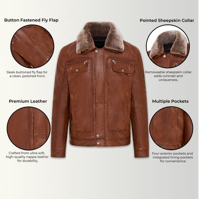 Heren Tan Trucker Shirt Leren Jack - Tornio