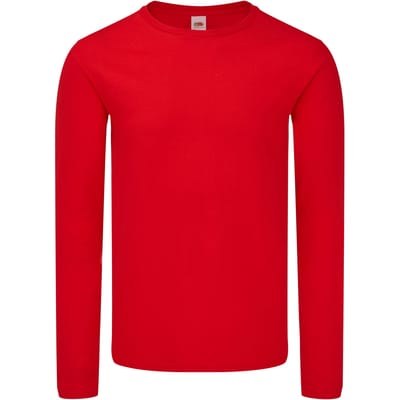 Fruit of the Loom Heren Iconic 150 Classic T-shirt met lange mouwen (Rood)