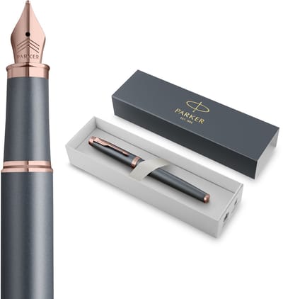 Parker IM-vulpen | Finishing Touch-collectie | leisteenafwerking | medium | blauw | geschenkverpakking