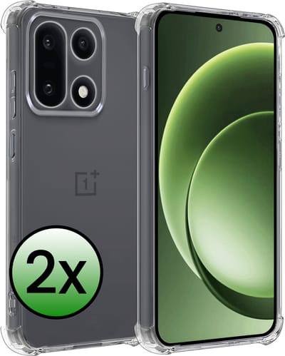 Hoesje 2 Stuks - Geschikt voor OnePlus 15 - Sterk & Shockproof - Siliconen Case - Back Cover - Telefoon Hoes Shock Proof - Transparant