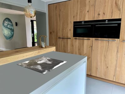 Chefcare Inductie Beschermer Wereldkaart - Zwart Wit - 60x50 cm - Afdekplaat Inductie - Kookplaat Beschermer - Inductie Mat