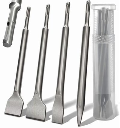 Ynkkvre - Beitelset - SDS Plus - ronde steel - elektrische hamer - 4-punts beitel - gebogen beitel - platte extra brede beitel 142x250