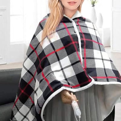 Elektrische Deken - Verwarmde Sjaal - Comfort Verwarmen - Automatische Uitschakeling - 140x80cm - Geruit