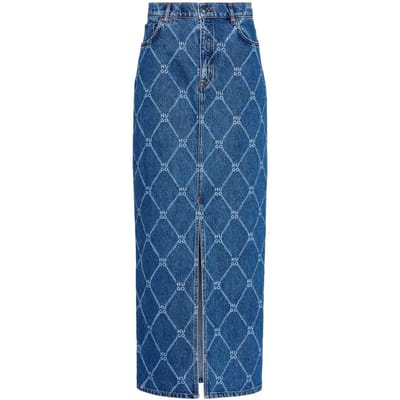 Hugo Dames/Dames Denim Slim Maxi Rok (Blauw)