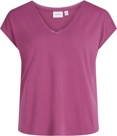 VILA - VIMODALA DETAIL V-NECK S/S TOP - NOOS - Dames - T-shirts