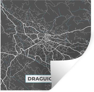 Muurstickers - Sticker Folie - Draguignan - Frankrijk - Stadskaart - Kaart - Plattegrond - 100x100 cm - Plakfolie - Muurstickers Kinderkamer - Zelfklevend Behang XXL - Zelfklevend behangpapier - Stickerfolie