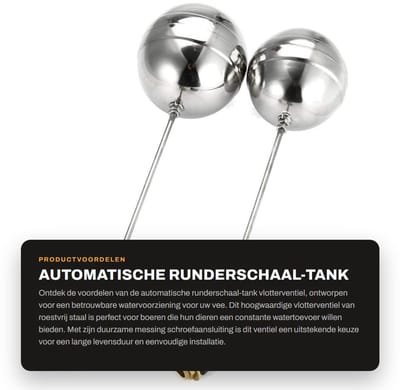 Dailygoods- Vlotterventiel Automatisch - Roestvrij Staal - Messing Schroefaansluiting - Cattle Bowl - Corrosiebestendig - Model G2/DN15 - Waterbak