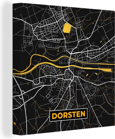 Canvas Schilderij Dorsten - Kaart - Stadskaart - Duitsland - Plattegrond - Goud - 20x20 cm - Wanddecoratie
