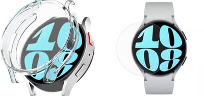 Strap-it TPU Case (Zwart) + Screenprotector - Geschikt voor Samsung Galaxy Watch 6 44mm - Schokbestendige Hoes - Krasbestendige Schermbeschermer - 360° Bescherming - Bundel