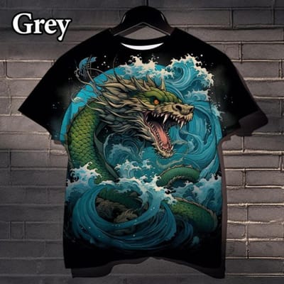 Coole Draak Patroon 3D Geprint Grappig T-shirt voor Mannen en Vrouwen Hip-hop Mode Casual Straatstijl T-shirt 4XL blue