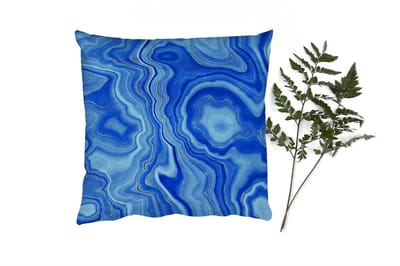 Sierkussens - Kussentjes Woonkamer - 50x50 cm - Blauw - Agaat geode - Stenen - Marmer