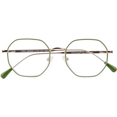 Leesbril I Need You Yoko +2.0 dpt groen-goud