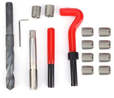 Dailygoods- Schroefdraadinzetstukken M14 1,5 - 15 Stuks - Roestvrij Staal - Schroefdraadreparatie - Inclusief Spiraalboor - Moersleutel en Breekstiftgereedschap
