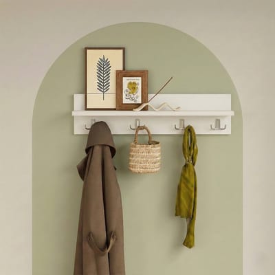 LUNOR® Leon - Kapstok - Wandkapstok- 4x2 haken - Wit - 60 cm