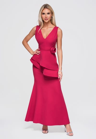 LARICA Jurk - Mouwloos - Rits - Gebloemd Fuchsia XS