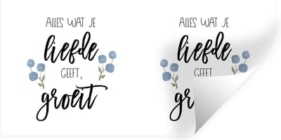 Muurstickers - Sticker Folie - Alles wat je liefde geeft, groeit - Quotes - Spreuken - 40x20 cm - Plakfolie - Muurstickers Kinderkamer - Zelfklevend Behang - Zelfklevend behangpapier - Stickerfolie