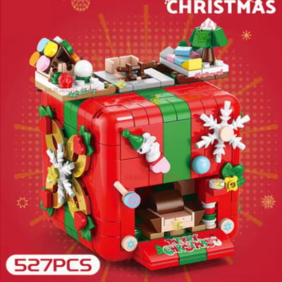 Boîte Cadeau de Noël Mécanisme Surprise Bloc de Construction Modèle DIY Élan Bonhomme de Neige Briques Ornement Jouets pour Enfants Adulte green