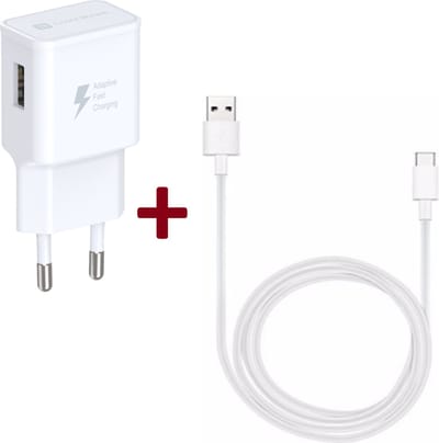 USB Oplader - Snellader met USB-C Kabel 1 Meter geschikt voor: Samsung Galaxy S8 S9 S10 S10E Ultra / Note 10 20 / Plus / FE / Lite / A70 / A50 / A11 / A12 / A51 / A41 / A21S / A20s / Oppo / Motorola / Nokia / Huawei - Oplaadkabel en Adapter