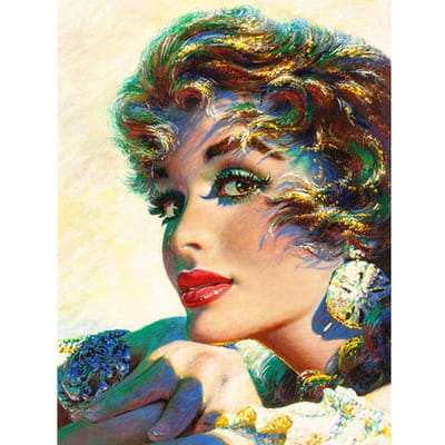 Peinture diamant à faire soi-même, Portrait rond complet de femme, broderie de diamant, images en strass 20X30CM beige