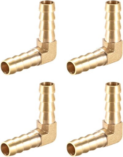 Hoge kwaliteit 10 mm diameter messing slangfittingen, 90 graden bocht, set van 4 stuks voor tuin en sanitair