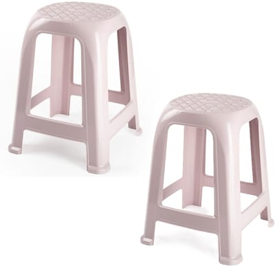 Plasticforte Zit krukjes - 2x - roze - kunststof - 37 x 37 x 46 cm - extra zitplaatsen