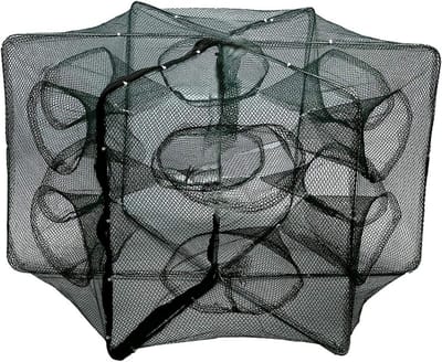 Vouwbaar Visnet met 6/12 Openingen voor Vissen, Garnalen en Krabben - Ideaal voor Baitcasting en Dip Cage Gebruik
