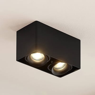 Arcchio - plafondlamp - 2lichts - Aluminium - H: 9.4 cm - GU10 - zwart