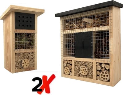 GARDEN SPIRIT set van 2 Insectenhotels - naturel zwart - bijenhotel